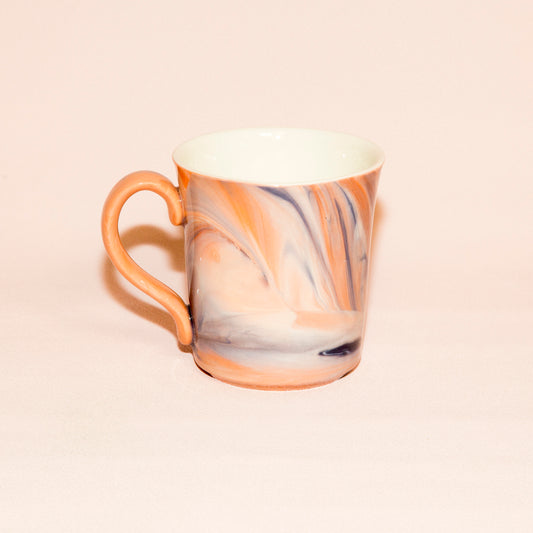 Marbled office mug, deep blue/orange 2